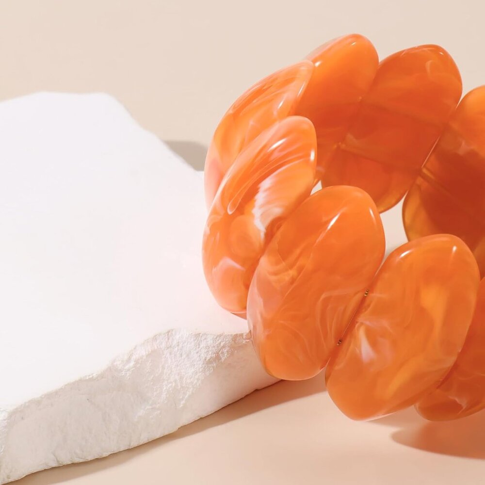 Irregular Geometric Orange Bangle - High-Quality … - image 4